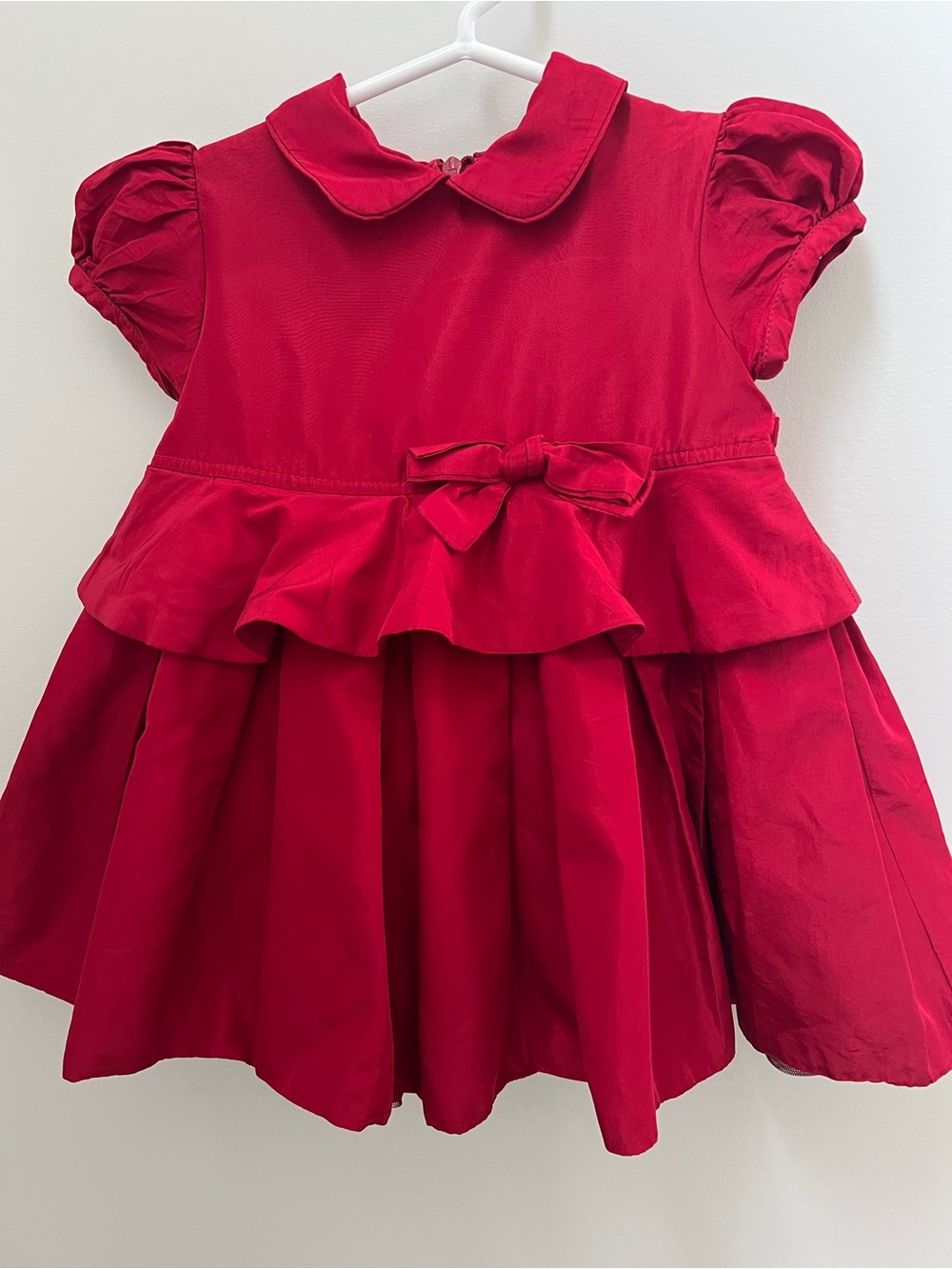 Elegant Made in Italy Red Velvet Bow-Accent Kids' Formal Dress